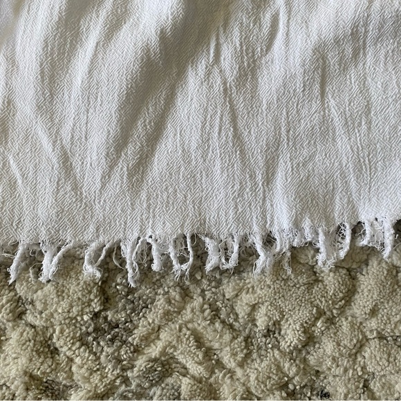 Brava Beach white beach coverup with fringe on bottom and tie in front - Picture 9 of 9